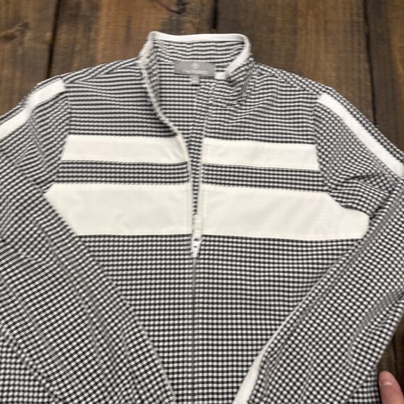 Talbots Jacket Zips Black & White Checkered White Stripe Trim Petite (small) - Picture 3 of 8